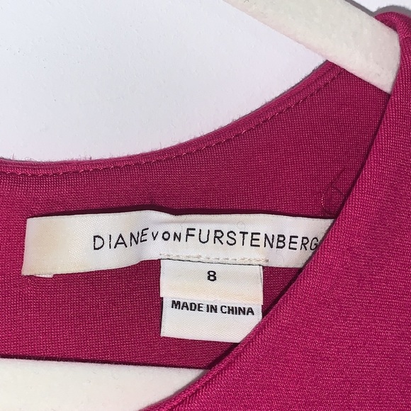 DVF Diane von Furstenberg Pink Carpreena Crew Neck A-Line Mini Sheath Dress sz 8 - Picture 6 of 16